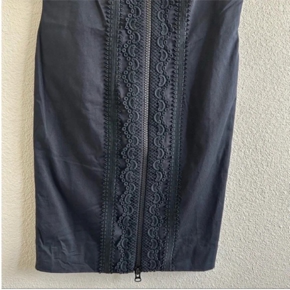Givenchy Zip Front Lace Embroidered Cocktail Dress Black - Picture 4 of 11